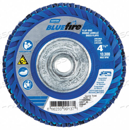 OEM#: 66623399137H5951 ЛЕПЕСТКОВЫЙ ДИСК 4 1/2 ДЮЙМА X 40 ЗЕРНИСТОСТЬ 5/8-11 от Norton | Saint-Gobain Abrasives