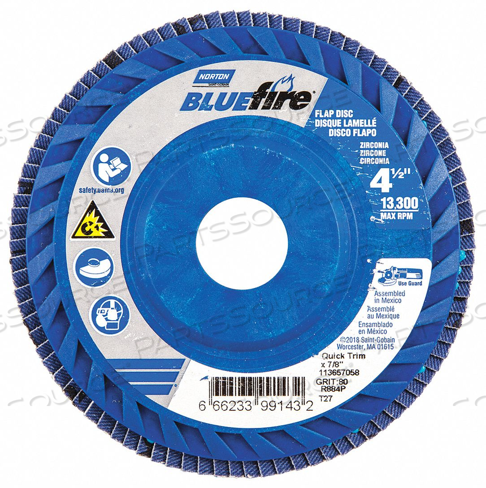 OEM#: 66623399143H5956 ЛЕПЕСТКОВЫЙ ДИСК 4 1/2 ДЮЙМА X 80 ЗЕРНИСТОСТЬ 7/8 от Norton | Saint-Gobain Abrasives