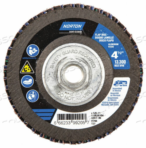 OEM#: 66623399205H5950 ЛЕПЕСТКОВЫЙ ДИСК 4 1/2 ДЮЙМА X 36 ЗЕРНИСТОСТЬ 5/8-11 от Norton | Saint-Gobain Abrasives