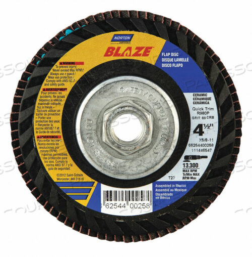 OEM#: 66254400519H5967 FLAP DISC 5 IN X 120 GRIT 7/8 by Norton | Saint-Gobain Abrasives