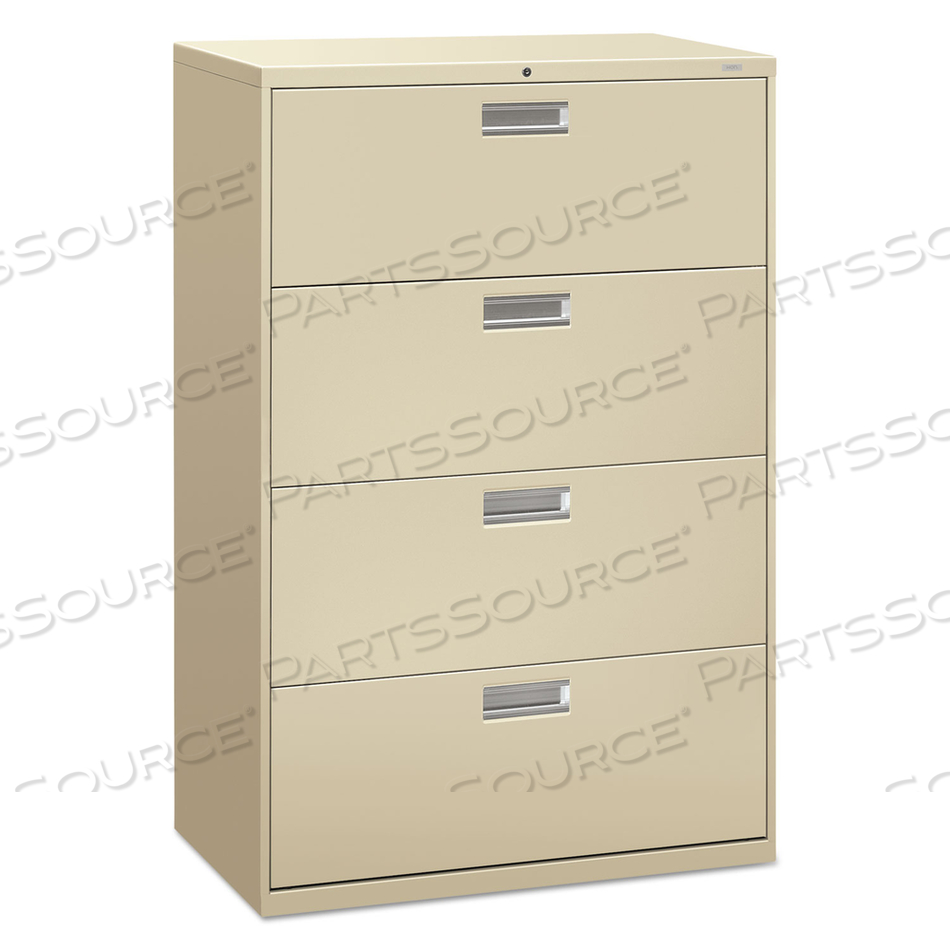 OEM#: H684.L.LBRIGADE 600 SERIES LATERAL FILE, 4 LEGAL/LETTER-SIZE FILE DRAWERS, PUTTY, 36 X 18 X 52.5 by HON