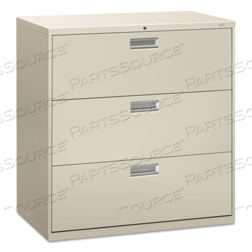 OEM#: H693.L.QBRIGADE 600 SERIES LATERAL FILE, 3 LEGAL/LETTER-SIZE FILE DRAWERS, LIGHT GRAY, 42 X 18 X 39.13 by HON