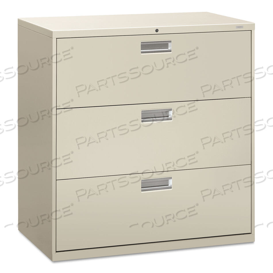 OEM#: H693.L.QBRIGADE 600 SERIES LATERAL FILE, 3 LEGAL/LETTER-SIZE FILE DRAWERS, LIGHT GRAY, 42 X 18 X 39.13 by HON