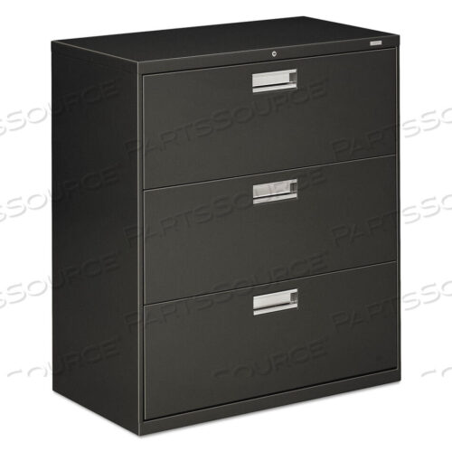 OEM#: H683.L.SBRIGADE 600 SERIES LATERAL FILE, 3 LEGAL/LETTER-SIZE FILE DRAWERS, CHARCOAL, 36 X 18 X 39.13 by HON