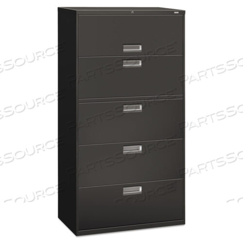 OEM#: H685.L.SBRIGADE 600 SERIES LATERAL FILE, 4 LEGAL/LETTER-SIZE FILE DRAWERS, 1 ROLL-OUT FILE SHELF, CHARCOAL, 36 X 18 X 64.25 by HON