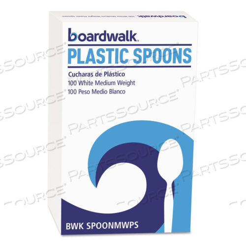 OEM#: BWK SPOONMWPSMEDIUMWEIGHT POLYSTYRENE CUTLERY, TEASPOON, WHITE, 10 BOXES OF 100/CARTON by Boardwalk