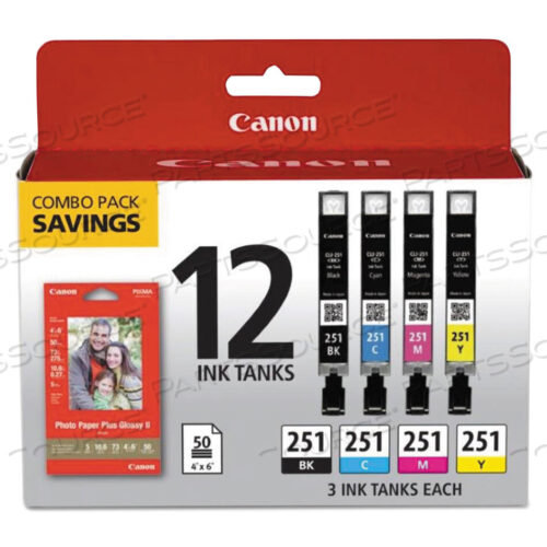 OEM#: 6513B0106513B010 (CLI-251) INK/PAPER COMBO, BLACK/CYAN/MAGENTA/YELLOW by Canon (Consumer Electronics)