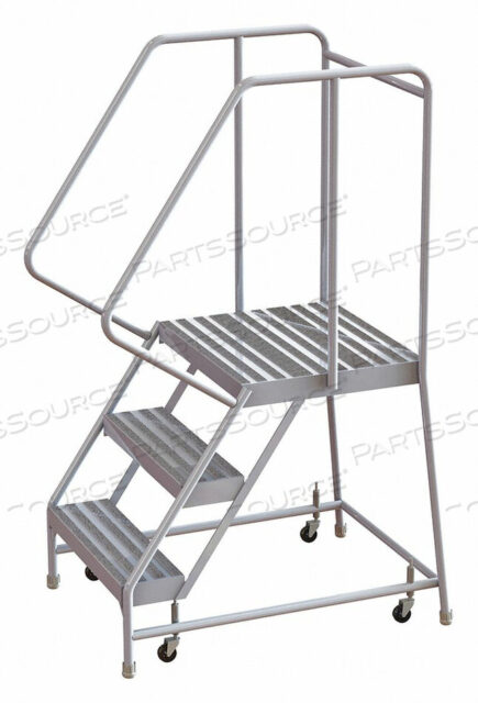 OEM#: WLAR103244-D43 STEP ALUMINUM ROLLING LADDER, 24W RIBBED TREAD, 21D TOP STEP, 32 HANDRAILS by Tri-Arc