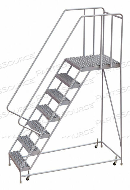 OEM#: WLAR107245-D57 STEP ALUMINUM ROLLING LADDER, 24W GRIP TREAD, 28D TOP STEP, 32 HANDRAILS by Tri-Arc