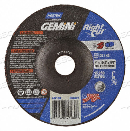 OEM#: 66252842180DEPRESSED CTR WHL T27 4X.045X5/8 от Norton | Saint-Gobain Abrasives