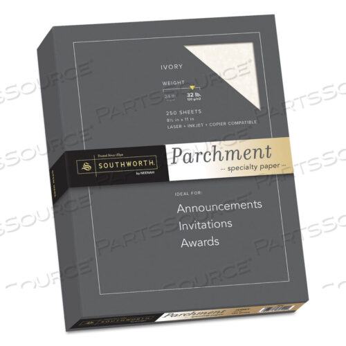 OEM#: J988CPARCHMENT SPECIALTY PAPER, 32 LB BOND WEIGHT, 8.5 X 11, IVORY, 250/PACK by SOUTHWORTH PRODUCTS CORP