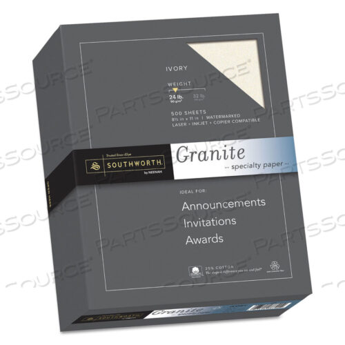 OEM#: 934CGRANITE SPECIALTY PAPER, 24 ФУНТА БУМАГИ, 8,5 X 11, ЦВЕТ СЛОНОВОЙ КОСТИ, 500 ШТУК ОТ SOUTHWORTH PRODUCTS CORP