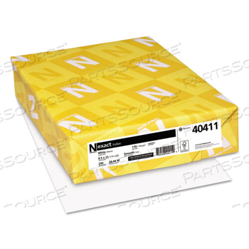 OEM#: 40411EXACT INDEX CARD STOCK, 94 BRIGHT, 110 LB INDEX WEIGHT, 8.5 X 11, WHITE, 250/PACK by Neenah