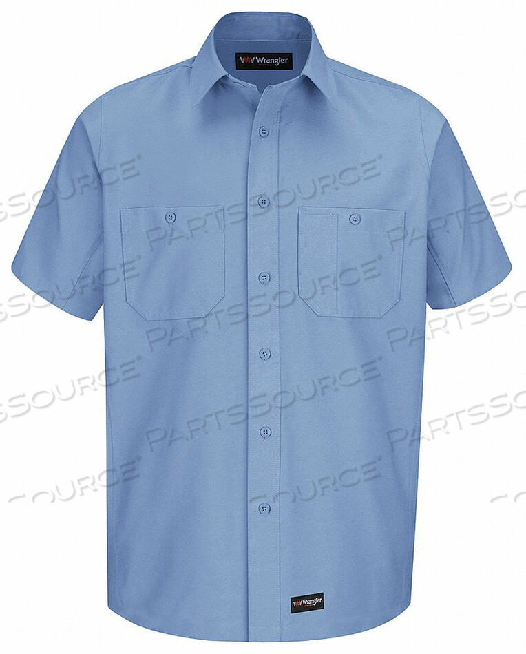OEM#: WS20LB SS MMENS CANVAS SHORT SLEEVE WORK SHIRT LIGHT BLUE M by Wrangler