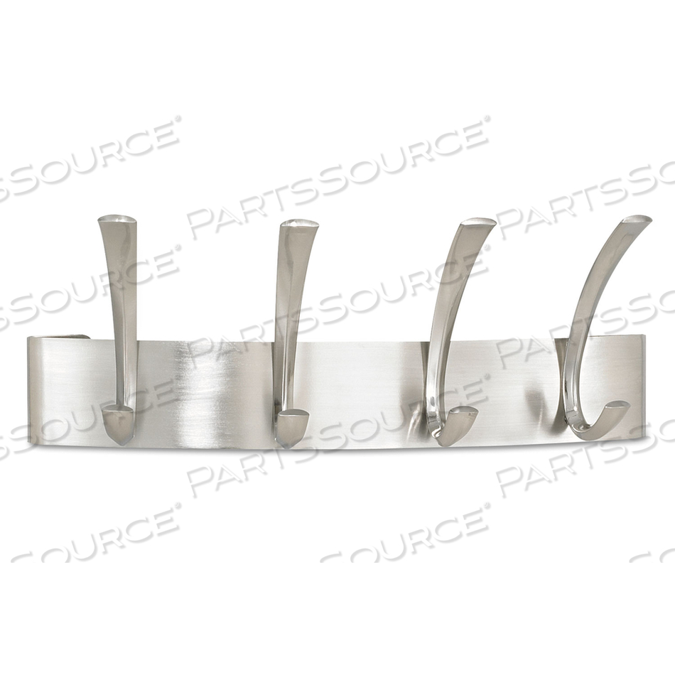 OEM#: 4205SLМЕТАЛЛИЧЕСКАЯ ВЕШАЛКА ДЛЯ ОДЕЖДЫ, НАСТЕННАЯ ВЕШАЛКА, ЧЕТЫРЕ КРЮЧКА, СТАЛЬ, 14,25 Ш X 4,5 Г X 5,25 В, МАТОВЫЙ НИКЕЛЬ от Safco