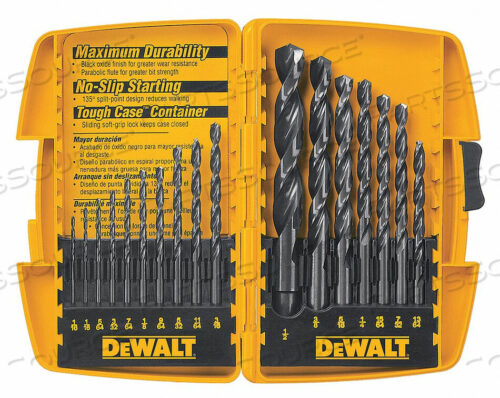 OEM#: DW1167 НАБОР СВЕРЛ, ЧЕРНАЯ ОКСИДНАЯ ПОКРЫТИЕ, 17 ПРЕДМЕТОВ, СВЕРЛА С ПЕРЕКРЕСТНЫМИ НАКОНЕЧНИКАМИ 1/16 - 1/2 от DeWalt