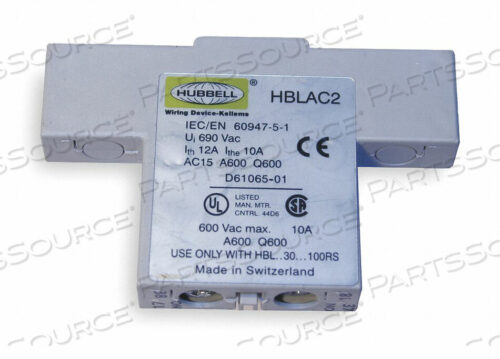 OEM#: HBLAC2ВСПОМОГАТЕЛЬНЫЕ КОНТАКТЫ ВЫКЛЮЧАТЕЛЯ БЕЗОПАСНОСТИ от Hubbell Incorporated, Wiring Device-Kellums