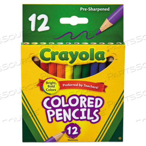 OEM#: 684112SHORT-LENGTH COLORED PENCIL SET, 3.3 MM, 2B (#1), ASSORTED LEAD/BARREL COLORS, DOZEN by Crayola