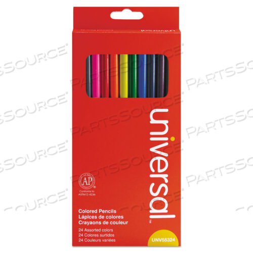 OEM#: UNV55324ЦВЕТНЫЕ КАРАНДАШИ В ДЕРЕВЯННОМ КОРПУСЕ, 3 ММ, РАЗНЫЕ ЦВЕТА ГРИФЕЛЯ/КОРПУСА, 24 ШТ. В УПАКОВКЕ от Universal