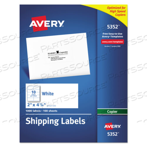 OEM#: 5352ЭТИКЕТКИ ДЛЯ КОПИРОВАЛЬНЫХ АППАРАТОВ, КОПИРОВАЛЬНЫЕ АППАРАТЫ, 2 X 4,25, БЕЛЫЕ, 10/ЛИСТ, 100 ЛИСТОВ/КОРОБКА от Avery