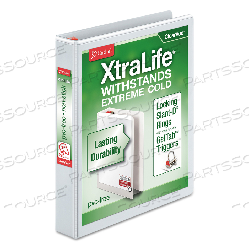 OEM#: 26300XTRALIFE CLEARVUE АНТИПРИГАРНАЯ КОЛЬЦЕВАЯ ПАПКА С ЗАМКОМ СКЛОНА-D, 3 КОЛЬЦА, ВМЕСТИМОСТЬ 1, 11 X 8,5, БЕЛАЯ от Cardinal