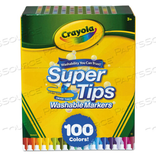 OEM#: 585100 СМЫВАЕМЫЕ МАРКЕРЫ SUPER TIPS, ТОНКИЕ/ШИРОКИЕ ПУЛЕВЫЕ НАКОНЕЧНИКИ, РАЗНЫЕ ЦВЕТА, 100 ШТ./НАБОР от Crayola