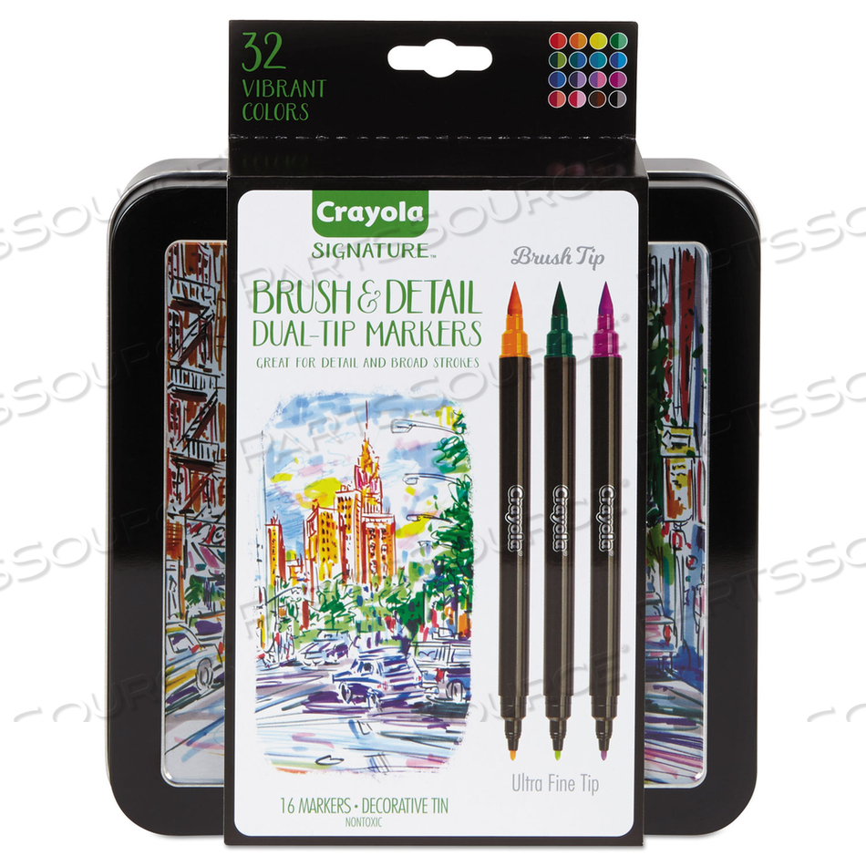OEM#: 586501ДВУХКОНЕЧНЫЕ МАРКЕРЫ BRUSH AND DETAIL, СВЕРХТОНКИЕ КИСТОЧКИ/ПУЛЕВИДНЫЕ НАКОНЕЧНИКИ, РАЗНЫЕ ЦВЕТА, 16 ШТ./НАБОР от Crayola