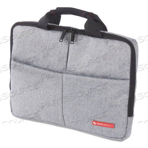 OEM#: EXB1071SMGRYSTERLING SLIM BRIEFCASE, FITS DEVICES UP TO 14.1, POLYESTER, 1.75 X 1.75 X 10.25, GRAY by Swiss Mobility