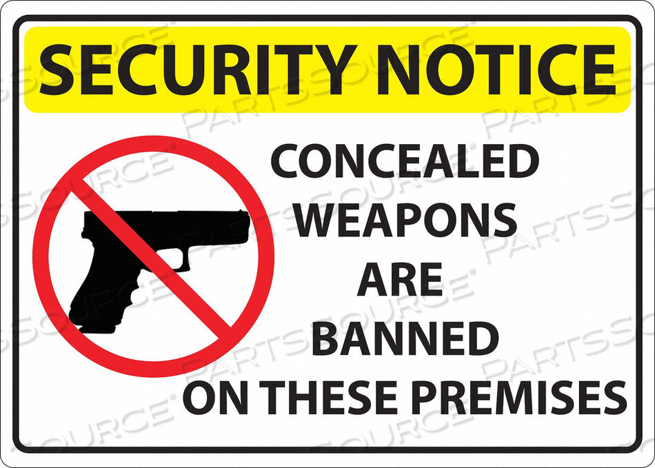 OEM#: 2819SCONCEALED CARRY SIGN TEXT AND SYMBOL ENG by ZING Green Safety Products
