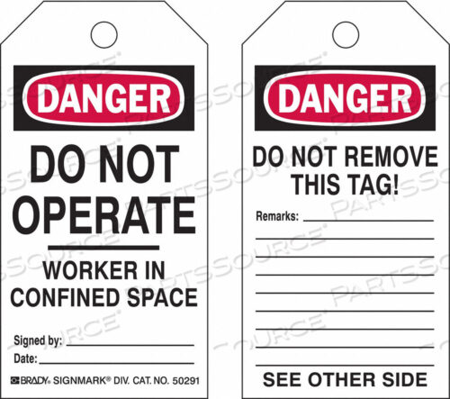 OEM#: 50291DANGER TAG NOT OPER HVY-DUTY POLY PK25 от Brady Americas