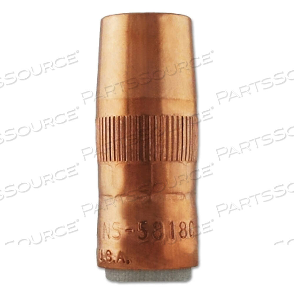 OEM#: NS5818CCOPLEFIRE MIG NOZZLE, 1/8 ДЮЙМА УГЛУБЛЕНИЕ, 5/8 ДЮЙМА ОТВЕРСТИЕ, ДЛЯ T SERIES TIP, МЕДЬ от Bernard Welding