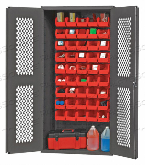 OEM#: EMDC361845B1795ШКАФ ДЛЯ КОНТЕЙНЕРОВ С РАСШИРЕННОЙ МЕТАЛЛИЧЕСКОЙ ДВЕРЬЮ - 45 КРАСНЫХ КОНТЕЙНЕРОВ 36 Ш x 18 Г x 72 В от Durham Manufacturing Company