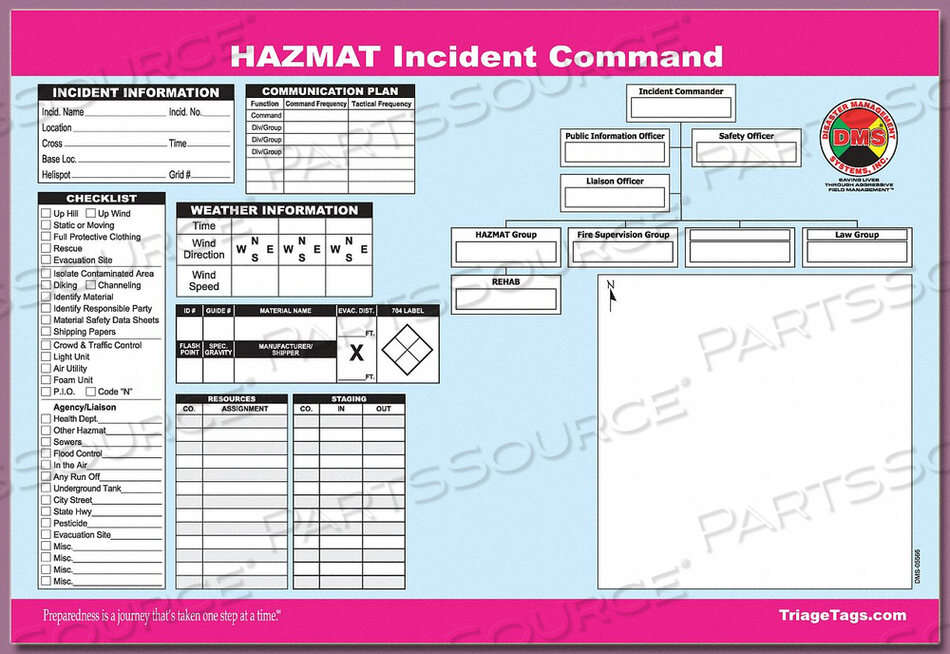 OEM#: DMS 05566 РАБОЧИЙ ЛИСТ HAZMAT ICS PK25 от Disaster Management Systems (DMS)