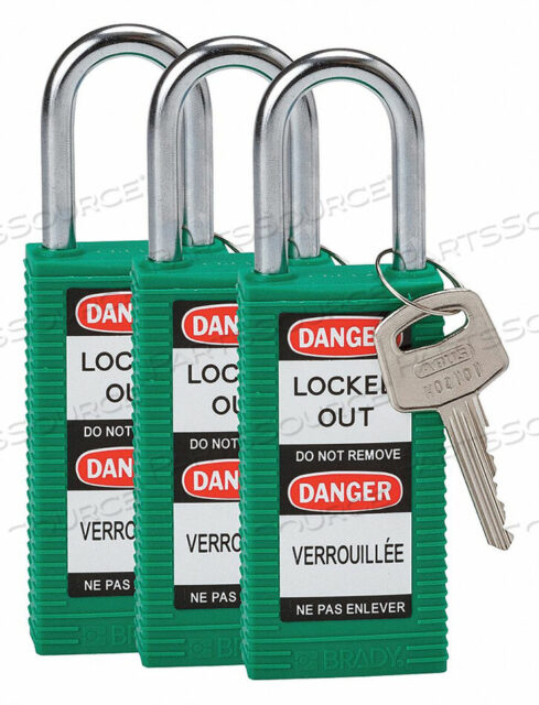 OEM#: 123416LOCKOUT PADLOCK KA GREEN 3 H PK3 от Brady Americas