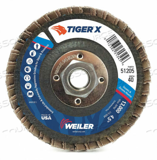 OEM#: 98904J1583 FLAP DISC 4-1/2INX36GRIT 5/8-11 13000RPM by Weiler