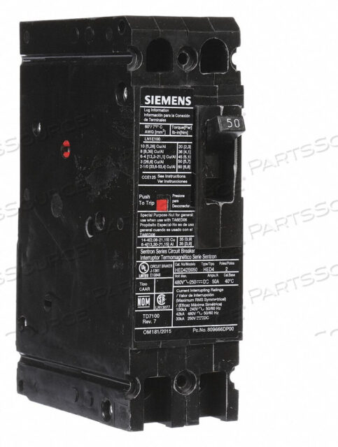 OEM#: HED42B050АВТОМАТИЧЕСКИЙ ВЫКЛЮЧАТЕЛЬ 50A 2P 480VAC HED4 от Siemens