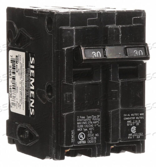 OEM#: Q230АВТОМАТИЧЕСКИЙ ВЫКЛЮЧАТЕЛЬ 30A ВИЛКА 120/240V 2P от Siemens