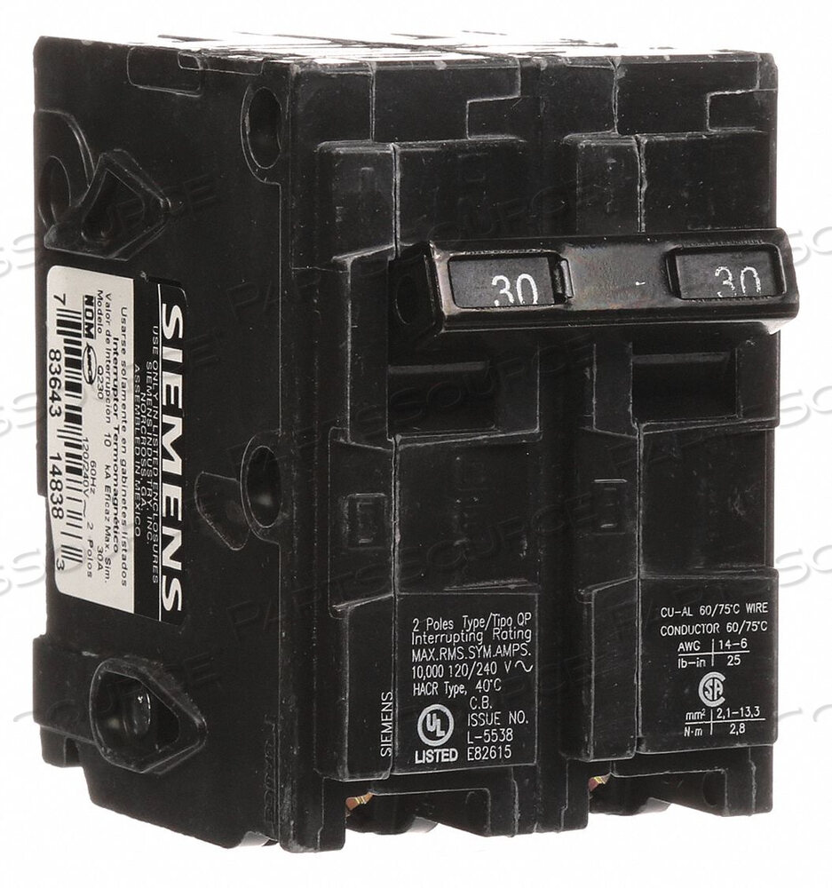 OEM#: Q230АВТОМАТИЧЕСКИЙ ВЫКЛЮЧАТЕЛЬ 30A ВИЛКА 120/240V 2P от Siemens