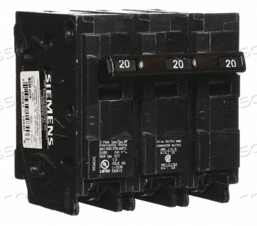 OEM#: Q320АВТОМАТИЧЕСКИЙ ВЫКЛЮЧАТЕЛЬ 20A PLUG IN 240V 3P от Siemens
