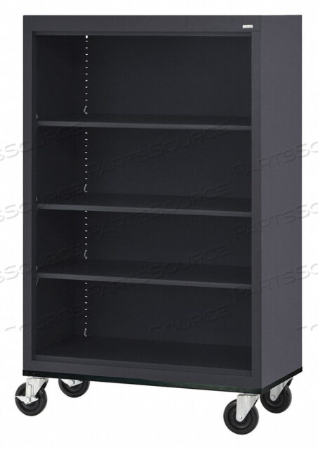 МОБИЛЬНЫЙ КНИЖНЫЙ ШКАФ СТАЛЬНОЙ 4 ПОЛКИ ЧЕРНЫЙ