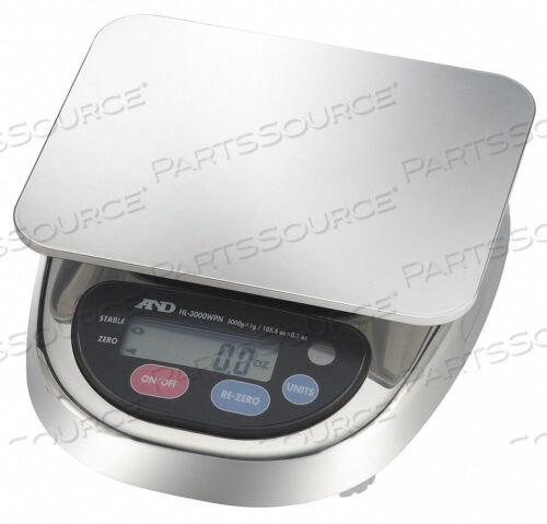OEM#: HL-3000WPNЦифровые весы с платформой из нержавеющей стали, грузоподъемность 3000 г от A&D Weighing