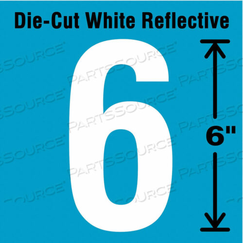 OEM#: DWR-6-6-EADIE-CUT СВЕТООТРАЖАЮЩАЯ ЭТИКЕТКА С НОМЕРОМ 6 6 ДЮЙМОВ H от Strance, Inc.