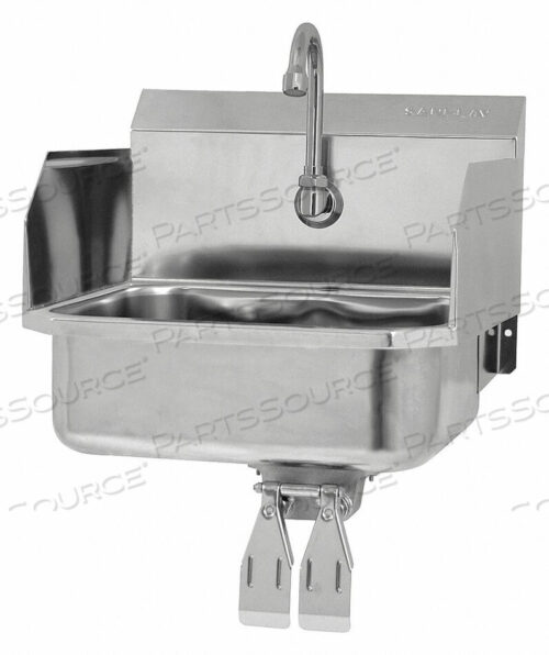 OEM#: 607D-0.5WALL MOUNT SINK, DOUBLE KNEE PEDAL VALVE AND SIDE SPLASH GUARDS by Sani-Lav