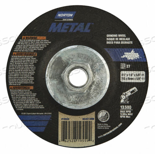 OEM#: 66252819559КРУГ С УГЛУБЛЕННЫМ ЦЕНТРОМ ТИП 27 ЗЕРНИСТОСТЬ 24 от Norton | Saint-Gobain Abrasives