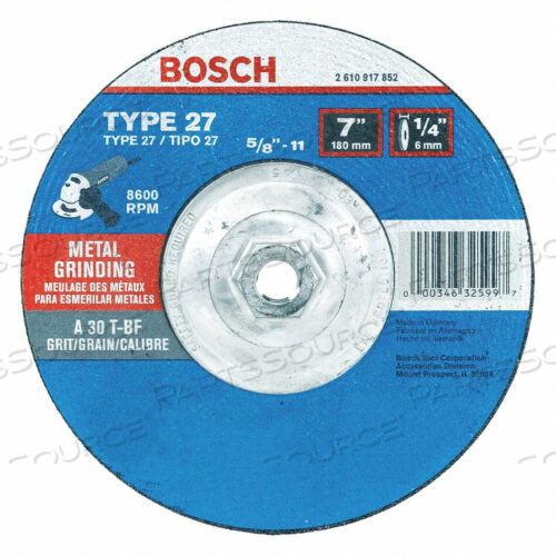 OEM#: GW27M7017X41278X40671TYPE27GRINDINGWHEELA30 от Bosch Tools