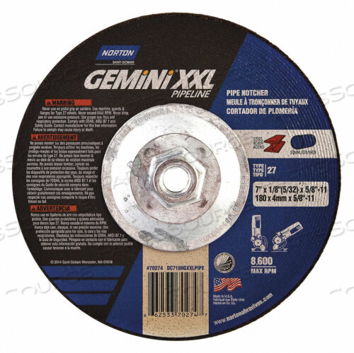 OEM#: 66253370274ДИСК С УГЛУБЛЕННЫМ ЦЕНТРОМ 7 ДЮЙМОВ 5/8-11 ОПРАВКА от Norton | Saint-Gobain Abrasives