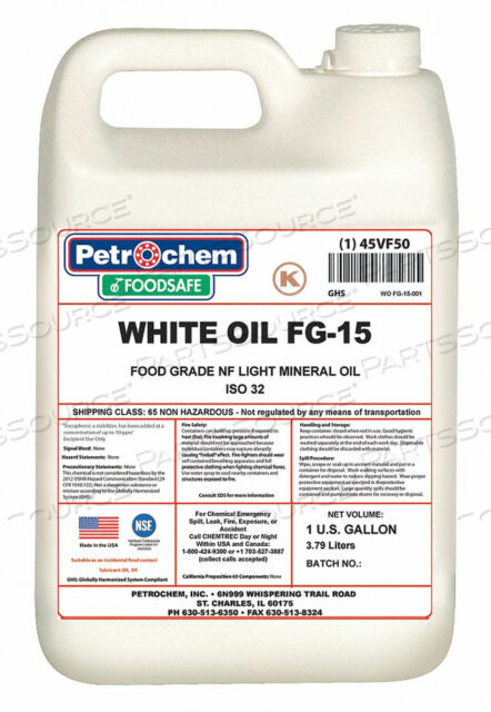 OEM#: WO FG-15-001 МИНЕРАЛЬНОЕ ГИДРАВЛИЧЕСКОЕ МАСЛО ПИЩЕВОГО КЛАССА 1 ГАЛЛОН от Petrochem