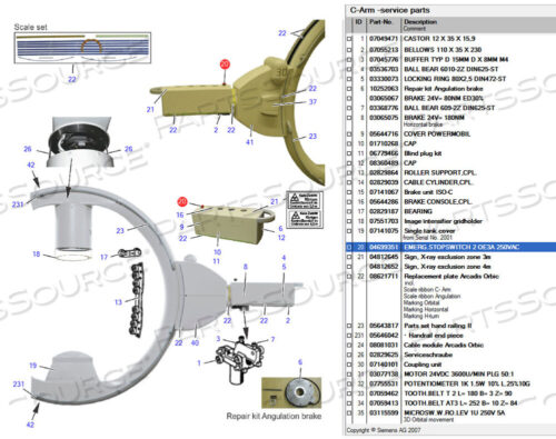 Заменяет Siemens Medical Solutions 4699351АВАРИЙНЫЙ ВЫКЛЮЧАТЕЛЬ 2 OE3A 250VAC