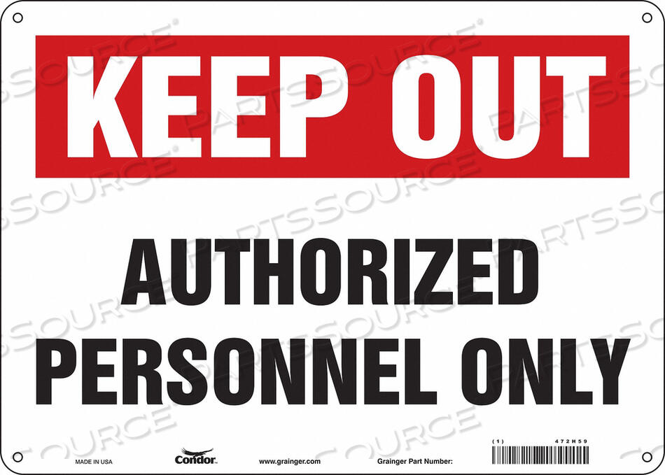 OEM#: 472H59SAFETY SIGN 14 W 10 H 0.055 THICKNESS by Condor