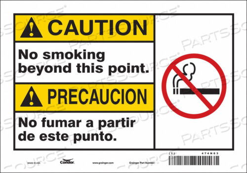 OEM#: 474N63SAFETY SIGN 10 W 7 H 0.004 THICKNESS by Condor